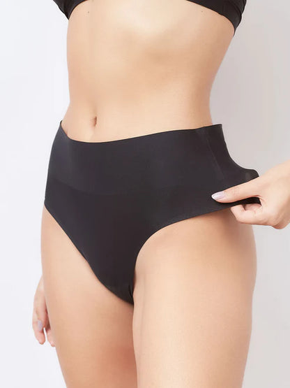 Kit with 10 Seamless High Waist Bikini Panties, Black Second Skin