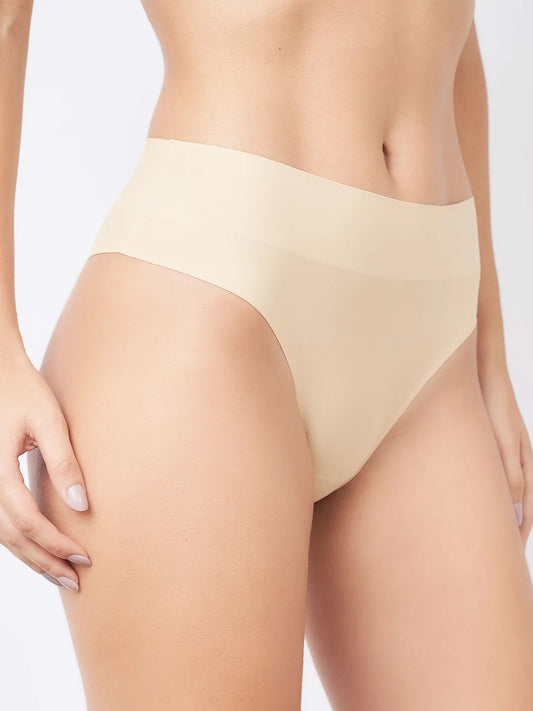 Beige Seamless High Waist Bikini Bottom