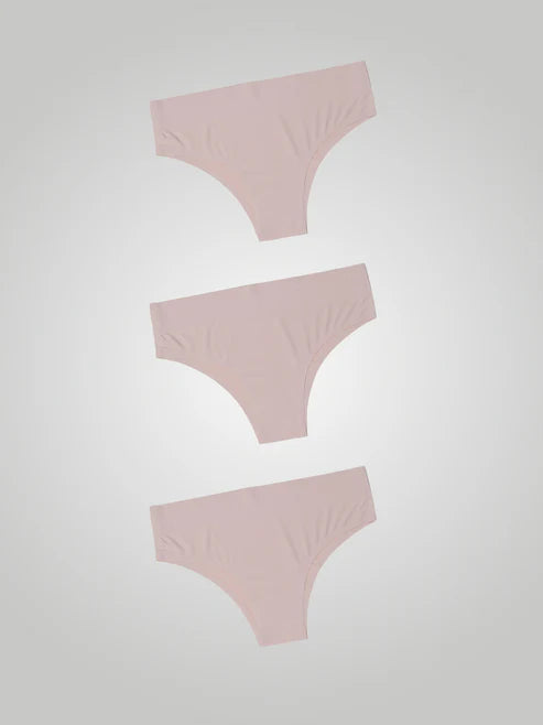 Kit with 3 Seamless High Waist Bikini Panties Second Skin Rose