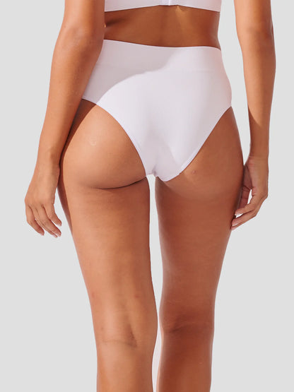 Premium White Seamless Ribbed High Waist Bikini Bottom