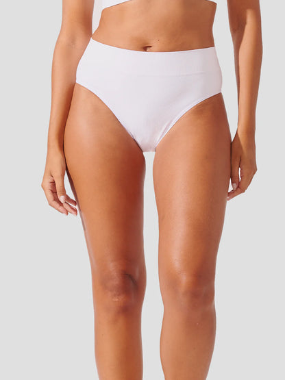 Premium White Seamless Ribbed High Waist Bikini Bottom