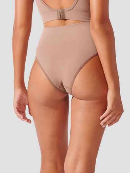 Premium Seamless Ribbed Bikini Bottom in Cocoa Brown