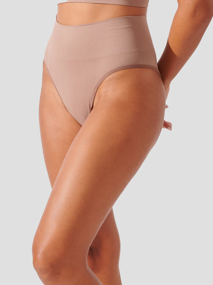 Premium Seamless Ribbed Bikini Bottom in Cocoa Brown