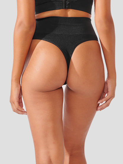 Premium Seamless Ribbed G-String Panty in Black
