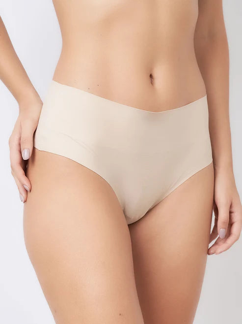 Beige Seamless High Waist Thong Panty