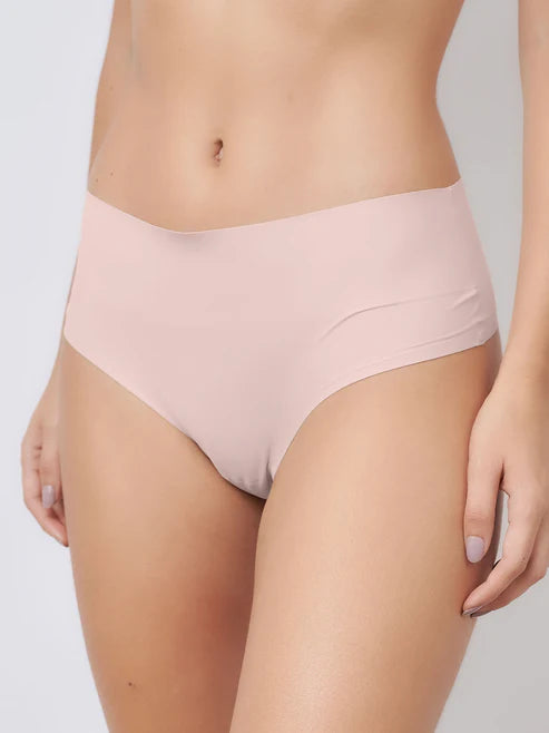 Kit with 3 Seamless High Waist Thong Panties (1 Black, 1 Beige and 1 Pink)