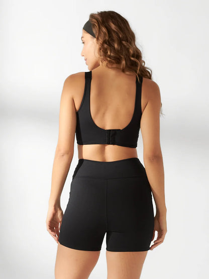 Black Wide Coverage Fitness Top Set + Black Wrap-Around Fitness Shorts