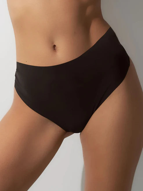 Black Seamless High Waist Thong Panty
