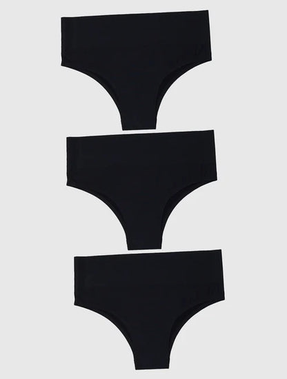 Kit with 3 Seamless Reducing Bikini Panties Second Skin Black