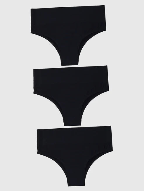 Kit with 3 Seamless Reducing Bikini Panties Second Skin Black