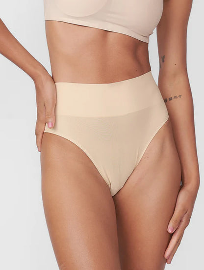 Beige Seamless Reducing Bikini Panties Second Skin