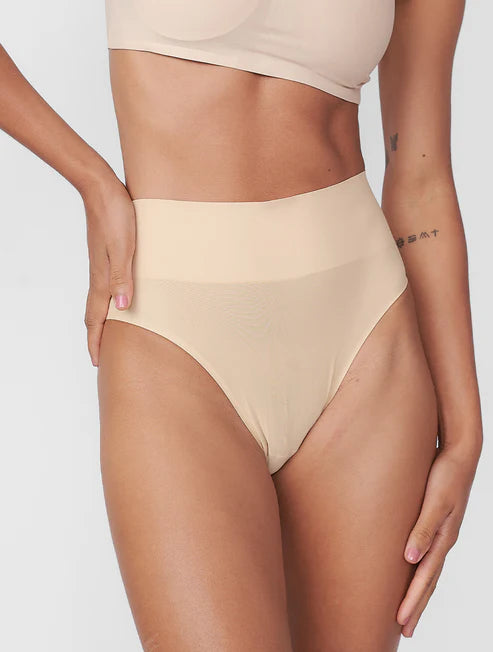 Beige Seamless Reducing Bikini Panties Second Skin