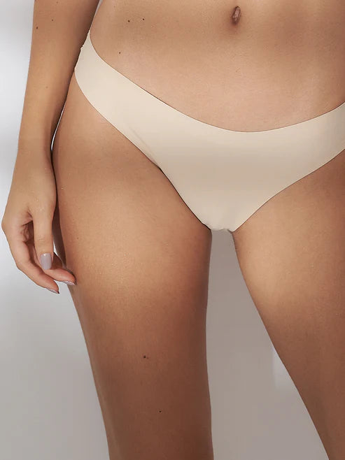 Beige Seamless Second Skin Thong Panty