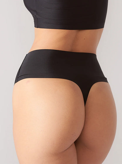 Seamless Reducing Thong Panty Second Skin Black