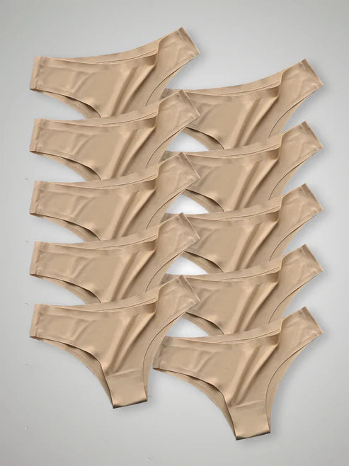 Kit with 10 Beige Seamless Second Skin Bikini Panties