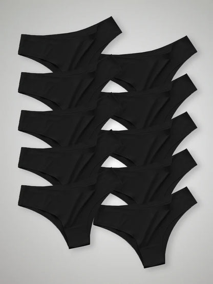 Kit with 10 Seamless Bikini Panties Second Skin Black