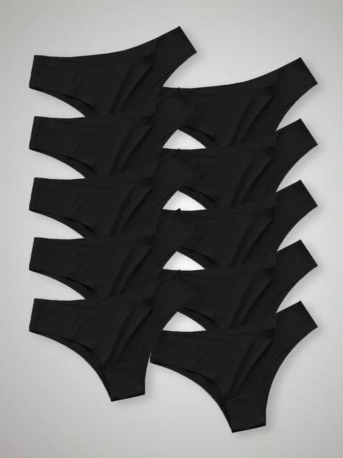 Kit with 10 Seamless Bikini Panties Second Skin Black
