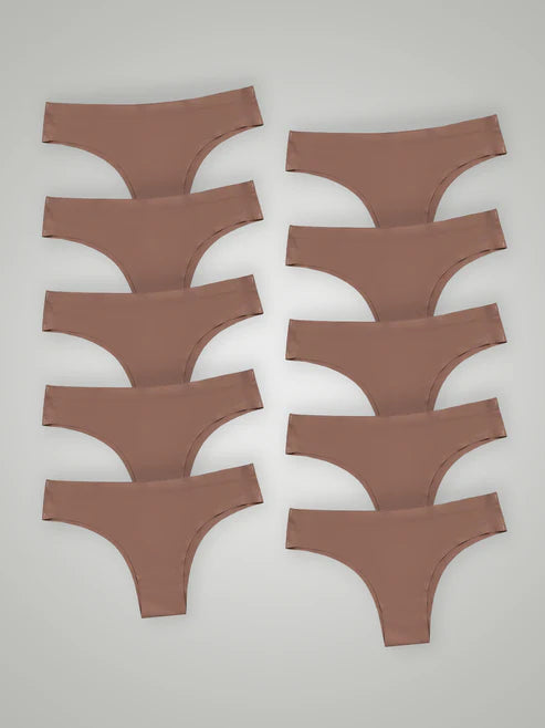 Kit with 10 Seamless Bikini Panties Second Skin Brown Cocoa