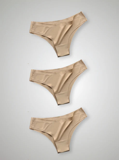 Kit with 3 Beige Seamless Second Skin Bikini Panties