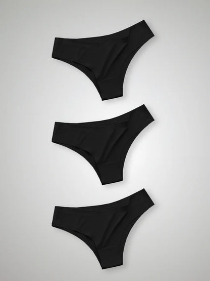 Kit with 3 Seamless Bikini Panties Second Skin Black