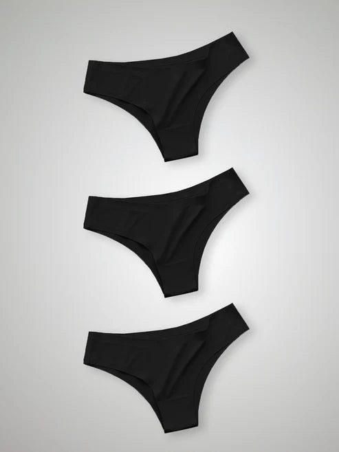 Kit with 3 Seamless Bikini Panties Second Skin Black