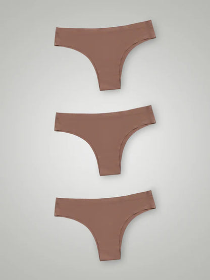 Kit with 3 Seamless Bikini Panties Second Skin Brown Cocoa