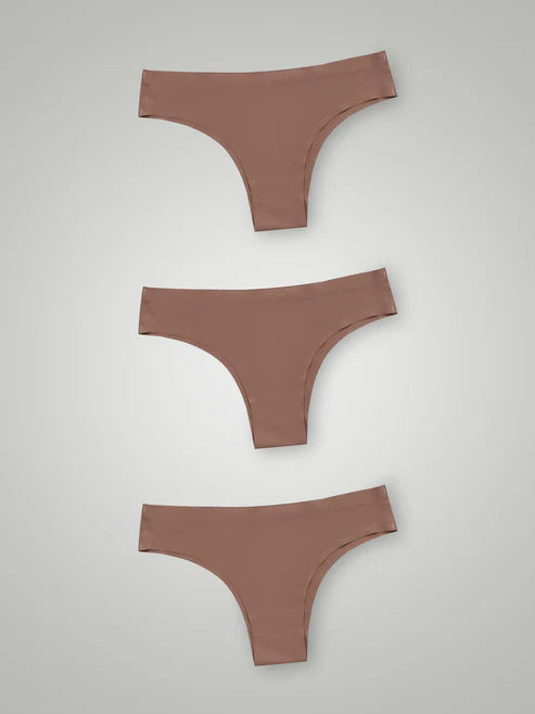 Kit with 3 Seamless Bikini Panties Second Skin Brown Cocoa